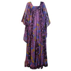 1970s David Silverman Bohemian Angel Wing Maxi Dress 4