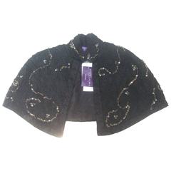 Ralph Lauren Collection Embroidered Black Silk Sequined Capelet Shrug 12