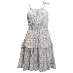 1980s Yves Saint Laurent Cotton Floral Dress