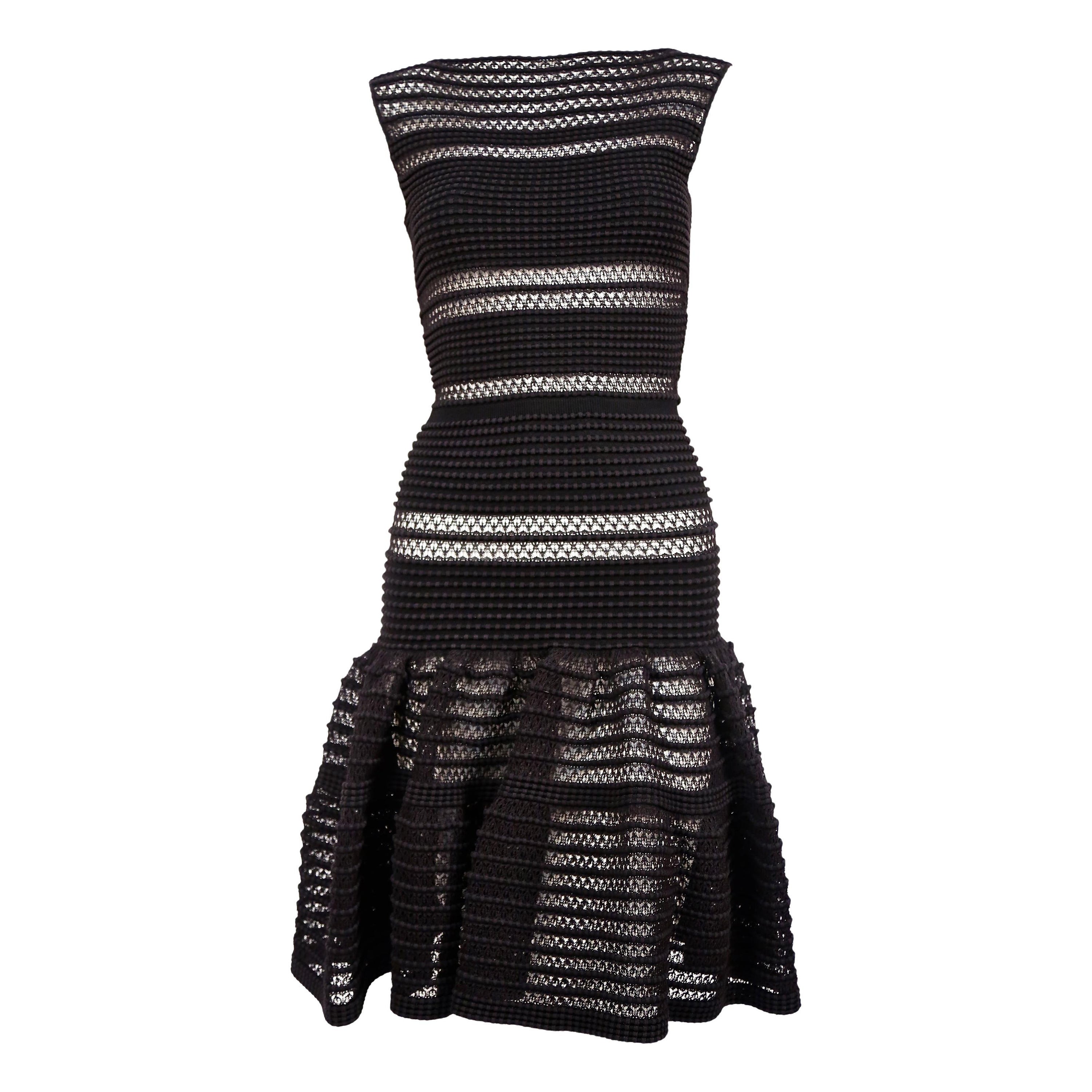 Azzedine Alaia black lace knit dress For Sale