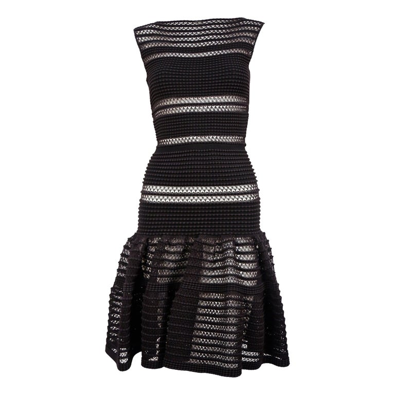 Azzedine Alaia black lace knit dress For Sale at 1stDibs