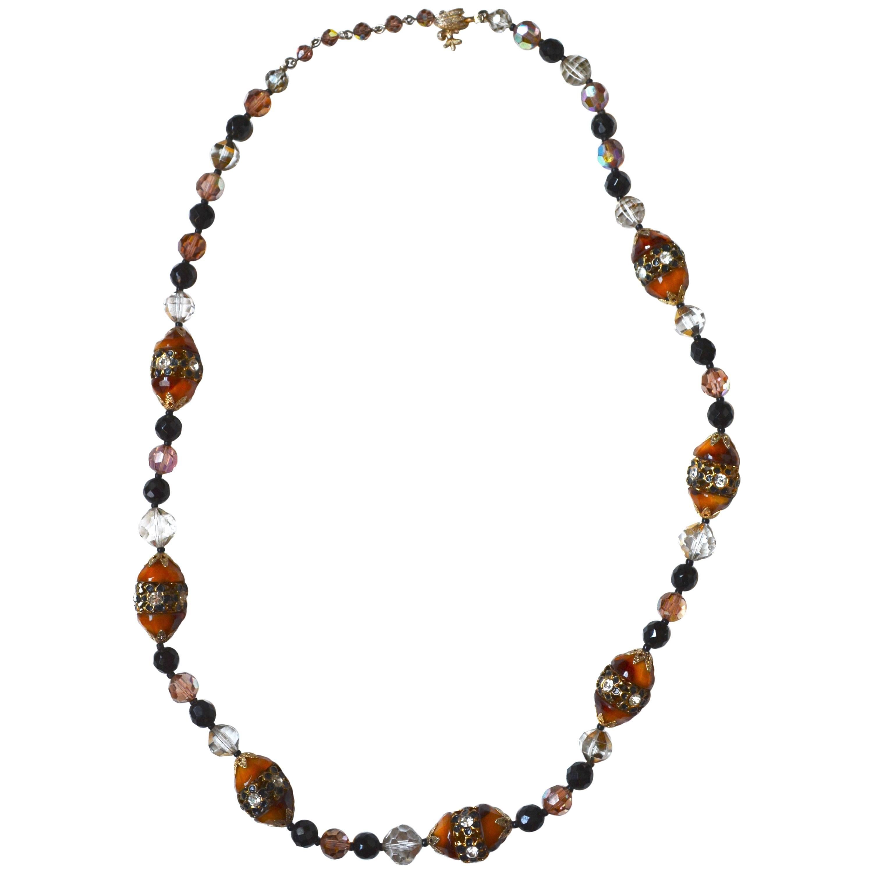 Vendome Amber Glass Bead Necklace