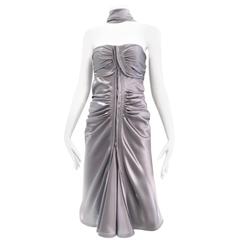 Yves Saint Laurent by Tom Ford grey silk charmeuse cocktail dress 12
