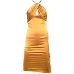 Gucci by Tom Ford yellow silk charmeuse cocktail dress