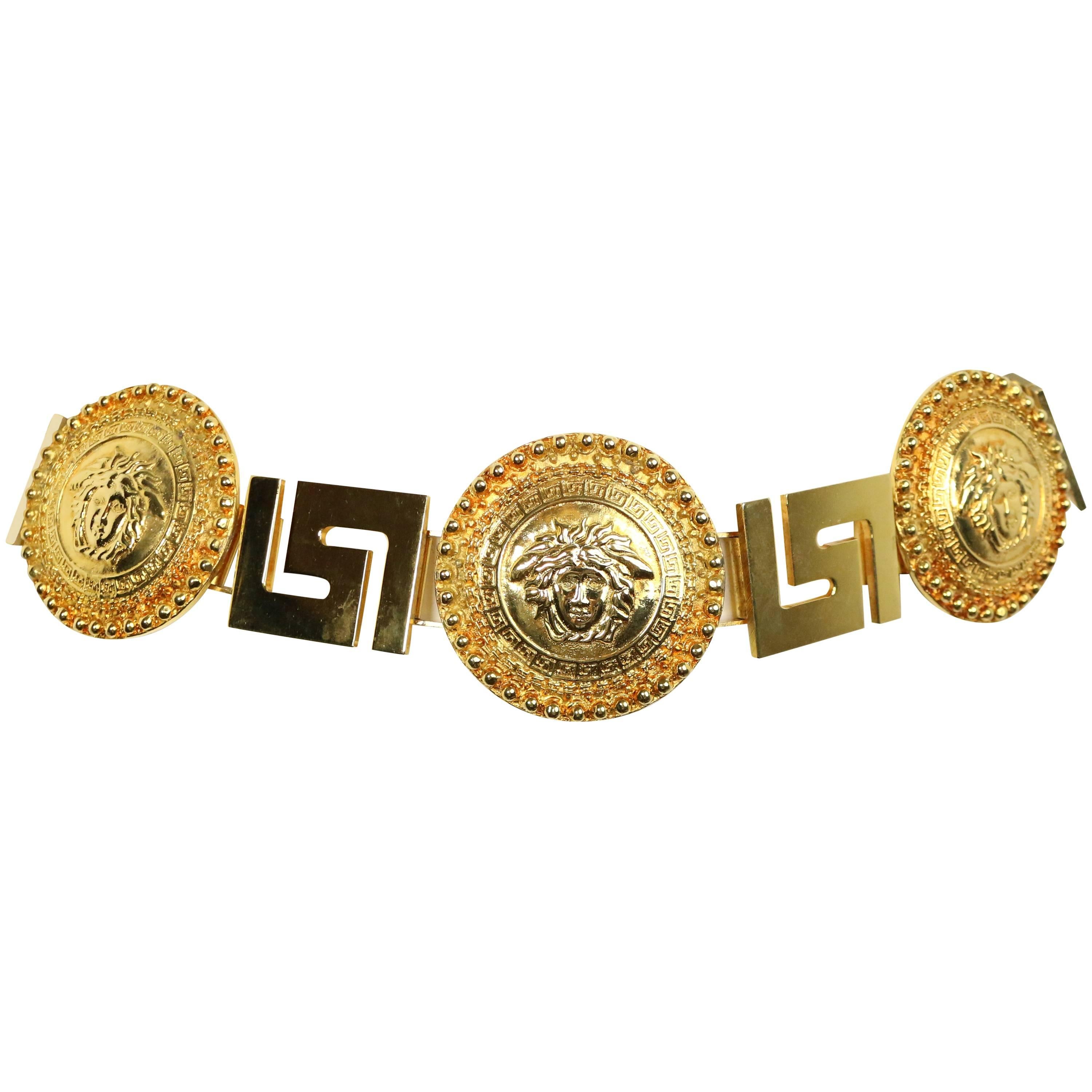 Gianni Versace Medusa Gold Chain Belt For Sale