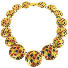 Gianni Versace Harlequin Disc Enamelled Necklace 1