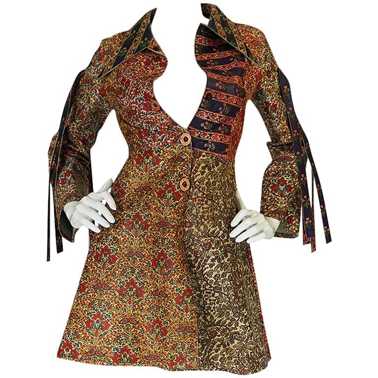 Early and Rare 1970s Roberto Cavalli Leather Print Jacket or Mini at ...