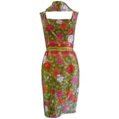 1960s Jeannette Alexander Silk Dress and Reversible Shawl 7