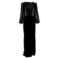 Badgley Mischka Women's Velvet Sequin Combo Maxi Gown