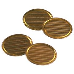 Elegant Art Deco Striped Gold Cufflinks 11