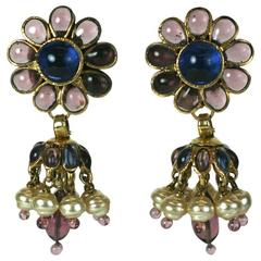 Vintage Chanel Anglo Indian Tiered Maison Gripoix Earrings