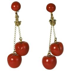 Vintage Charming Coral "Cherry" Earrings