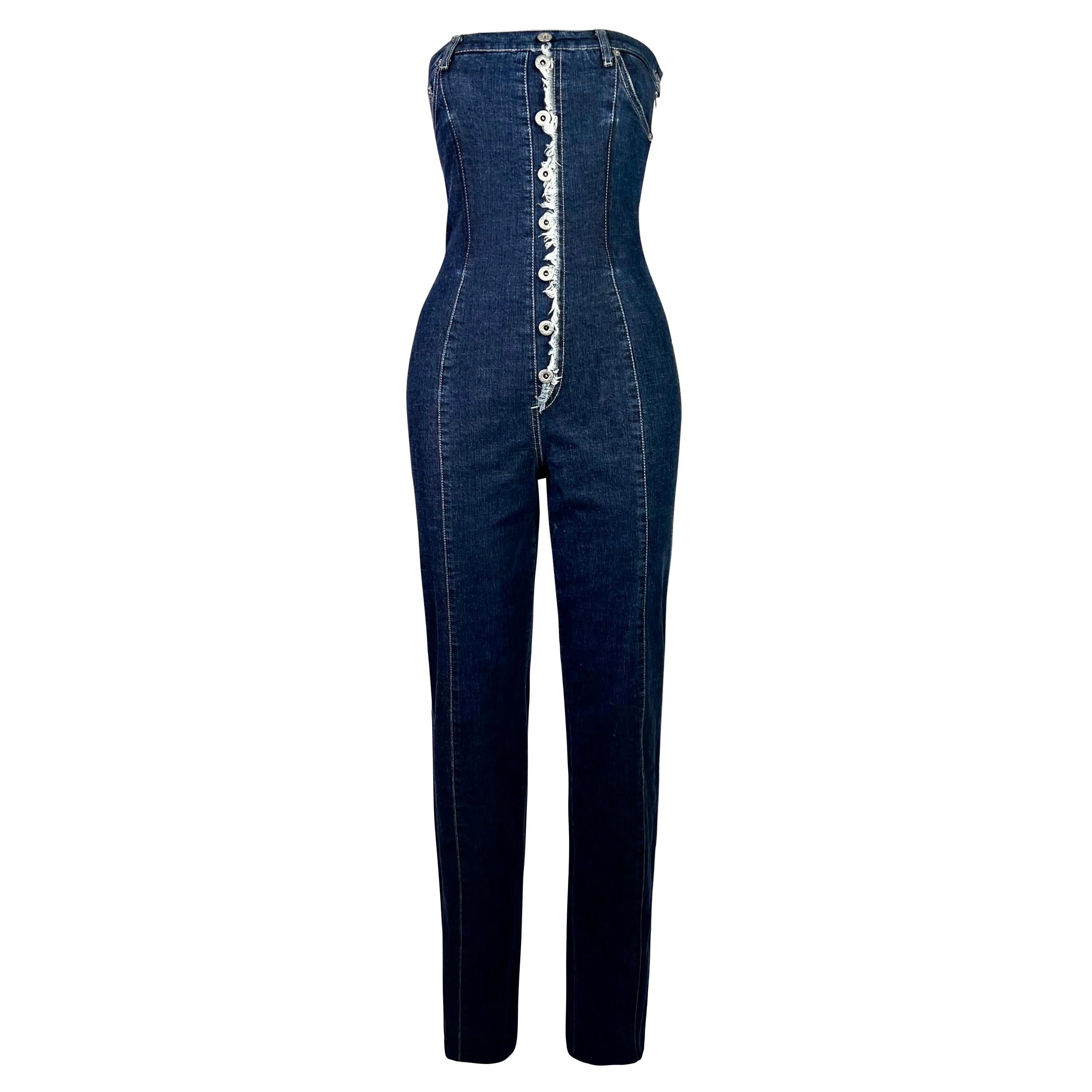Combinaison en jean à corset « Dante » Alexander McQueen, automne-hiver 1996 en vente