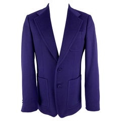 ROBERTO CAVALLI Size 40 Purple Cashmere Notch Lapel Sport Coat
