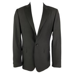 CALVIN KLEIN COLLECTION Size 38 Black Wool Peak Lapel Sport Coat