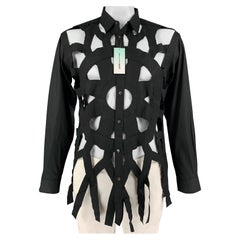 COMME des GARCONS SHIRT Size XL Black Cut Out Cotton Long Sleeve Shirt