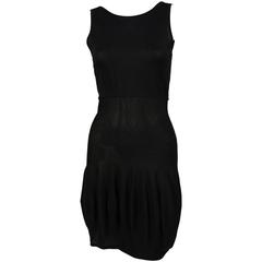 1980's CLAUDE MONTANA black knit dress with bubble hemline and open knit back 7