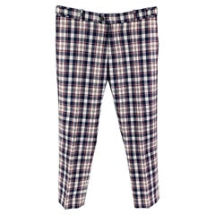 MARCELL VON BERLIN Size 36 White Navy Red Plaid Polyester Cotton Dress Pants