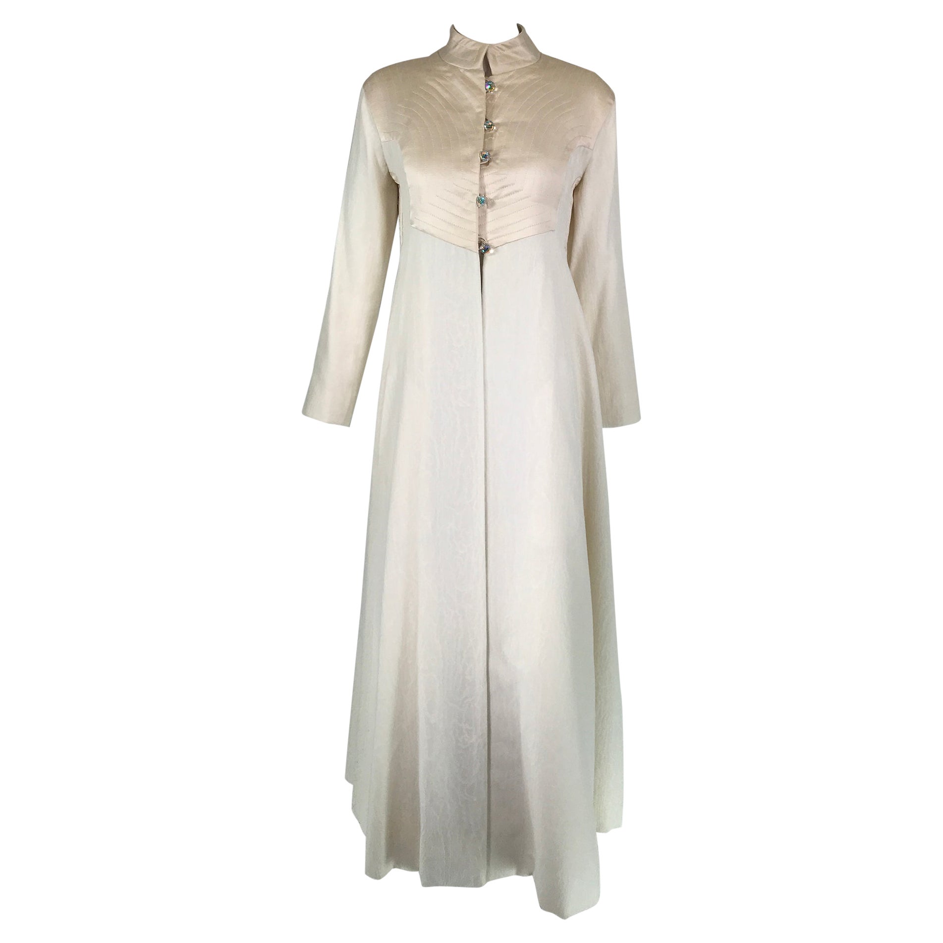 Ronald Amey Rare Evening Coat & Evening Dress in Devore Velvet & Satin 1970s For Sale