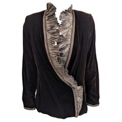 Elegant Silk Taffeta Ruffled Velvet Jacket