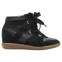 Isabel Marant Black Suede & Leather Wedge Sneakers