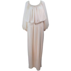 Vintage CHRISTIAN DIOR COUTURE Provenance Betsy Bloomingdale Nude Silk Chiffon Gown 