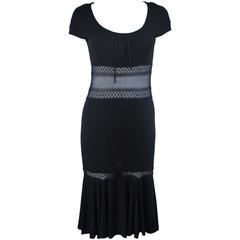 BLUMARINE Black Stretch Jersey with Lace Details Size 42 8