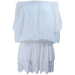 DOLCE AND GABBANA White Tunic with Lace Trim Size 2 
