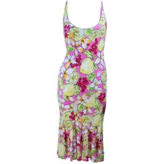 BLUMARINE Leichtes Kleid aus Stretch mit Kirsch- und Zitronendruck Größe 40