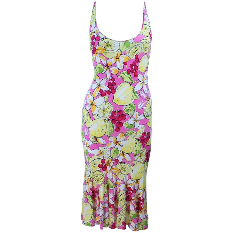 open lace back dress Lemon Print Summer Dress Pink Halter Daydress main image 0