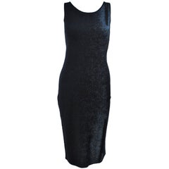 PORTS Black and Navy Metallic Stretch Dress with Sheer Detailing Size XS