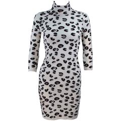 BLUMARINE Leopard Print Stretch Turtleneck Dress Size Small