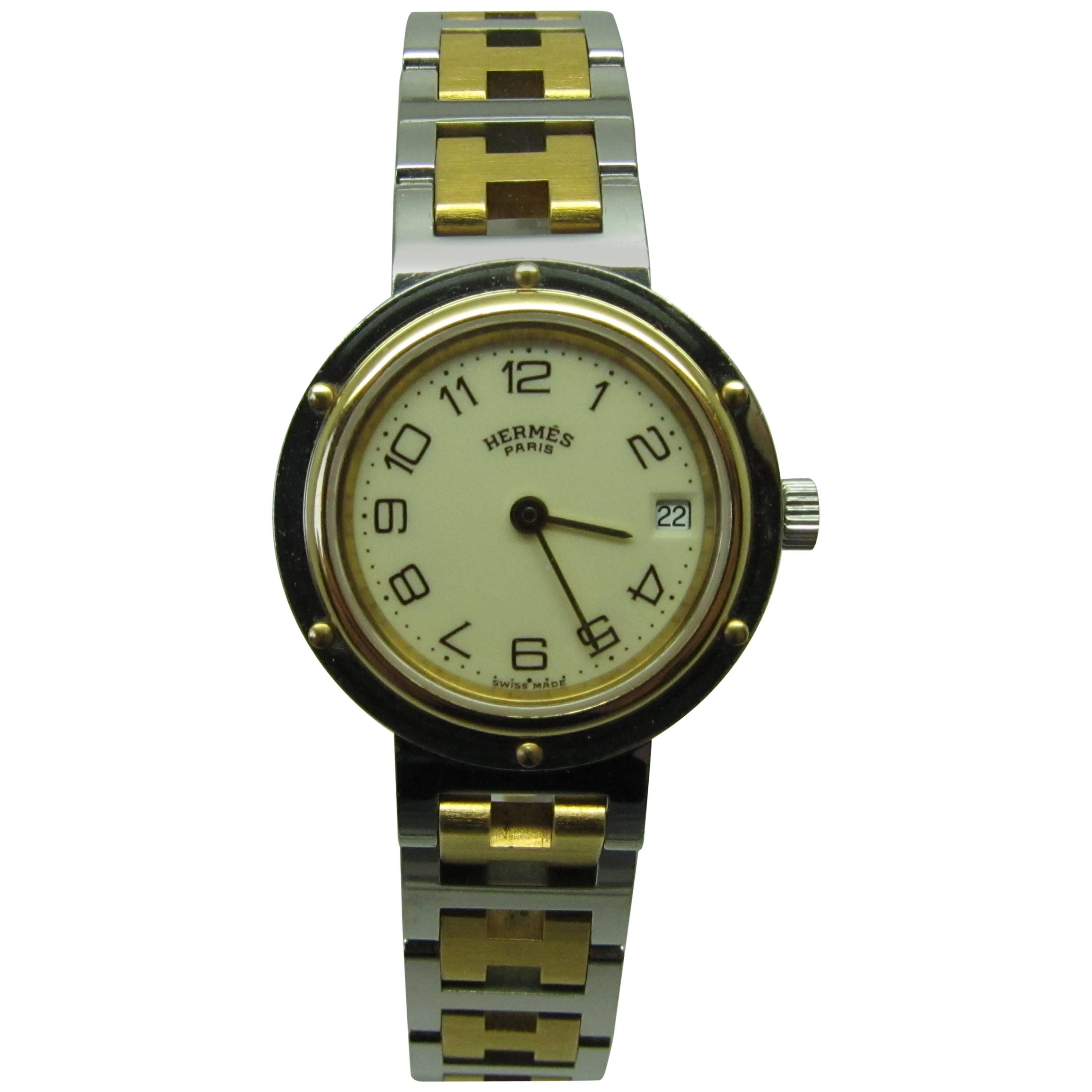 Vintage Hermes Clipper Gold Plated Watch