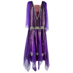 A Paul Poiret Ball Gown in Sequined Silk Crepe and Satin - France Circa 1925