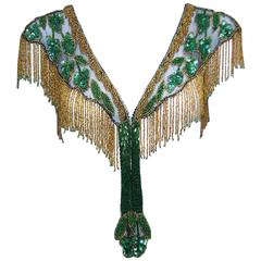 1970's Edwardian Style Beaded & Fringed Bohemian Bib Collar 