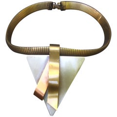 Industrielle Choker-Halskette aus gemischtem Metall im Brutalismus-Stil, ca. 1990er Jahre