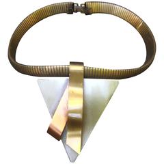 Brutalist Mixed Metal Industrial Choker Necklace c 1990s 11