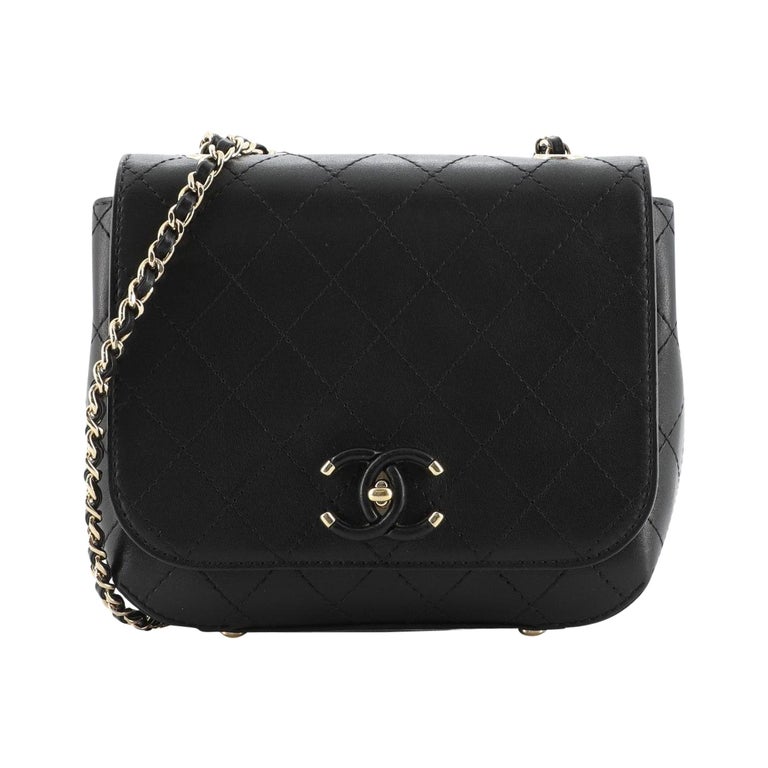 Chanel Covered CC Flap Bag Stitched Calfskin Small
