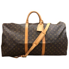 Vintage 1997 LOUIS VUITTON Monogram Canvas Bandouliere Keepall Duffle Bag 60