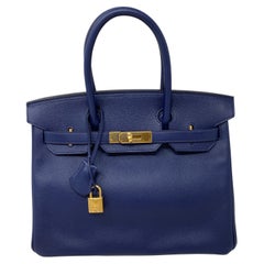 Hermes Blue Sapphire Birkin 30 Bag 