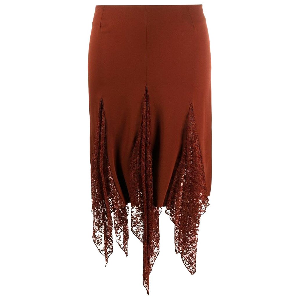 90s Romeo Gigli burgundy silk blend skirt For Sale