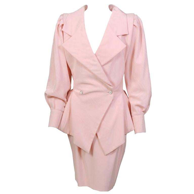 Emanuel Ungaro Numbered Haute Couture Pink Silk Suit