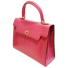 New Didier LaMarthe Paris Pink Leather Lizard Skin Style  Kelly Bag