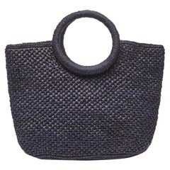 New Mar Y Sol Navy Serena Crocheted Raffia Tote Bag