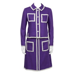 1960's Donald Brooks Purple Linen 3-Piece Skirt Suit