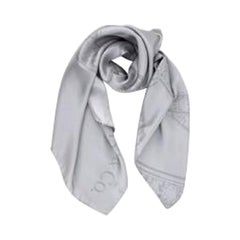 Grey Silk Watch Print Scarf 90