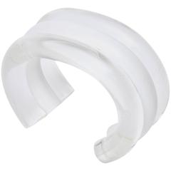 Judith Hendler Lucite Clear and White Cuff Bracelet 6