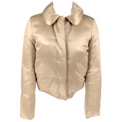 JIL SANDER Size 4 Beige Acetate Silk Padded Jacket