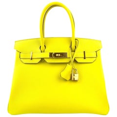 Hermes Birkin 30 Lime Yellow Epsom Leather Gold Hardware 2020