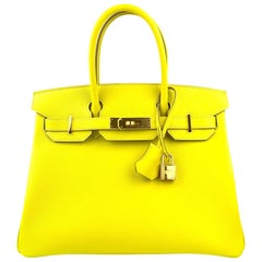 Hermes Birkin 30 Lime Yellow Epsom Leather Gold Hardware 2020 